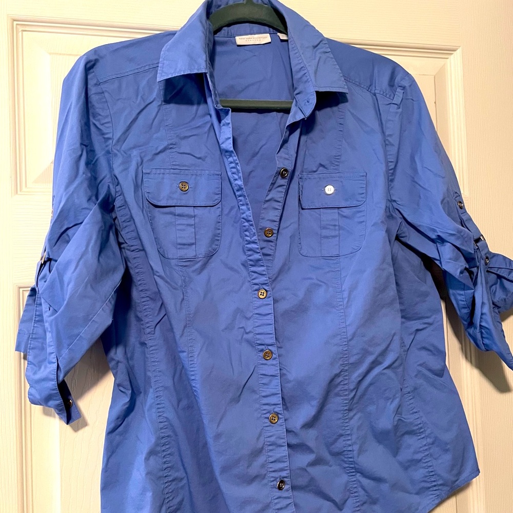 Baby blue button down collared shirt